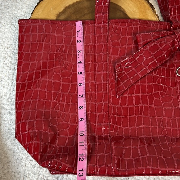 Disney Parks Red Croc Embossed Tote Mickey Gingham Lining, Disneyland Resort - Picture 7 of 7